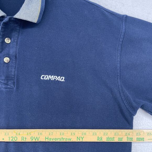 COMPAQ Computers Shirt Mens XL ANDREWS SPORT Polo Golf Pique Cotton Blue - Picture 11 of 13